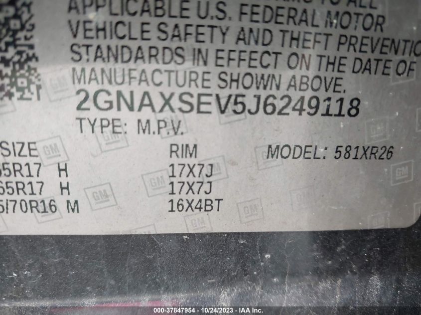 2018 CHEVROLET EQUINOX LT - 2GNAXSEV5J6249118