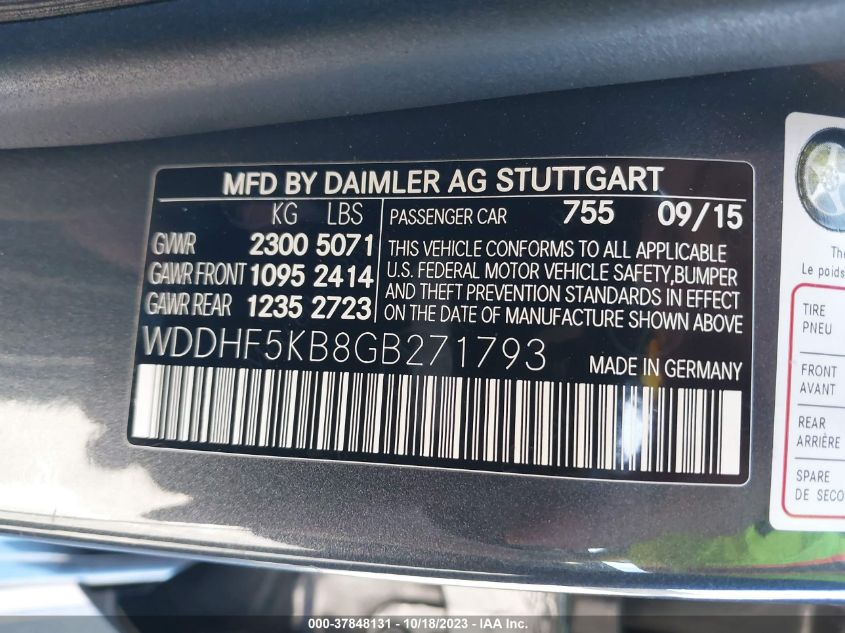 WDDHF5KB8GB271793 2016 MERCEDES-BENZ E-CLASS, photo no. 9