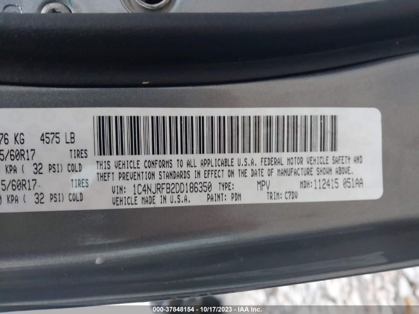 2013 JEEP PATRIOT LATITUDE - 1C4NJRFB2DD186350