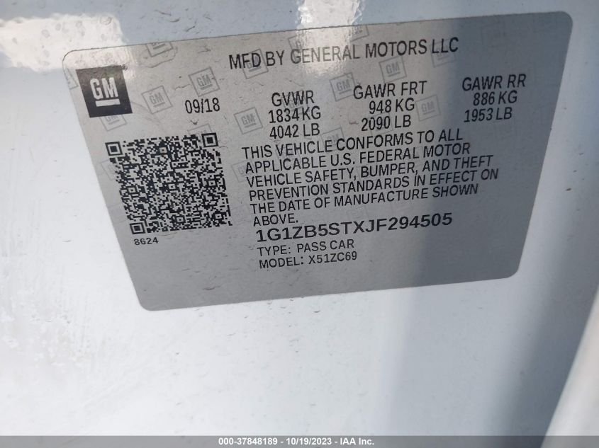 2018 CHEVROLET MALIBU LS - 1G1ZB5STXJF294505