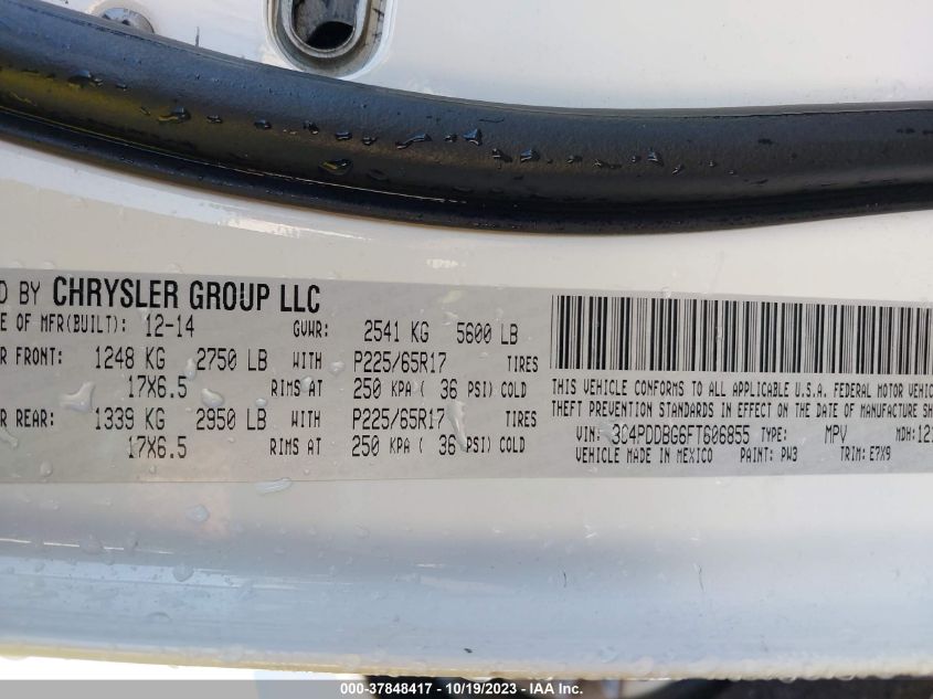 2015 DODGE JOURNEY SXT - 3C4PDDBG6FT606855