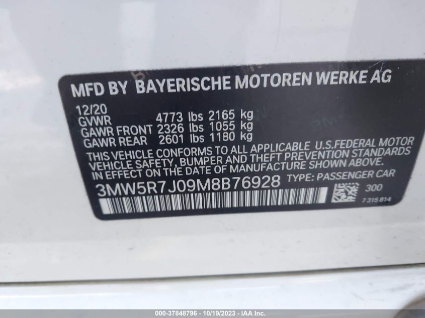 VIN 3MW5R7J09M8B76928 2021 BMW 3 SERIES 330I XDRIVE