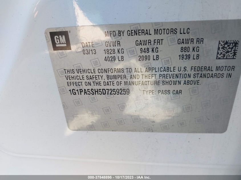 2013 CHEVROLET CRUZE LS - 1G1PA5SH5D7259259