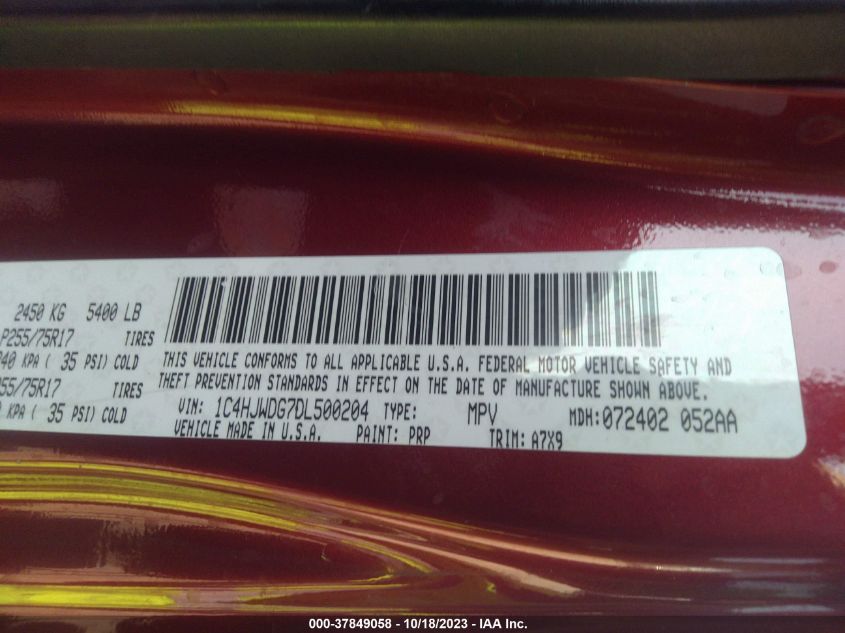 2013 JEEP WRANGLER UNLIMITED SPORT - 1C4HJWDG7DL500204