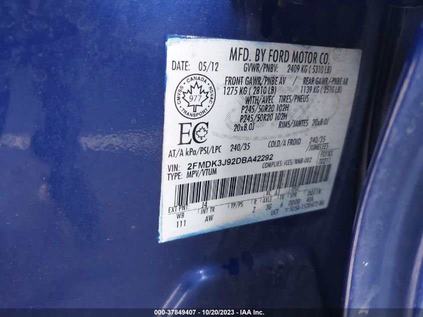 2013 FORD EDGE SEL - 2FMDK3J92DBA42292