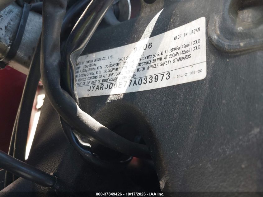 2007 YAMAHA YZFR6 S JYARJ06E77A033973