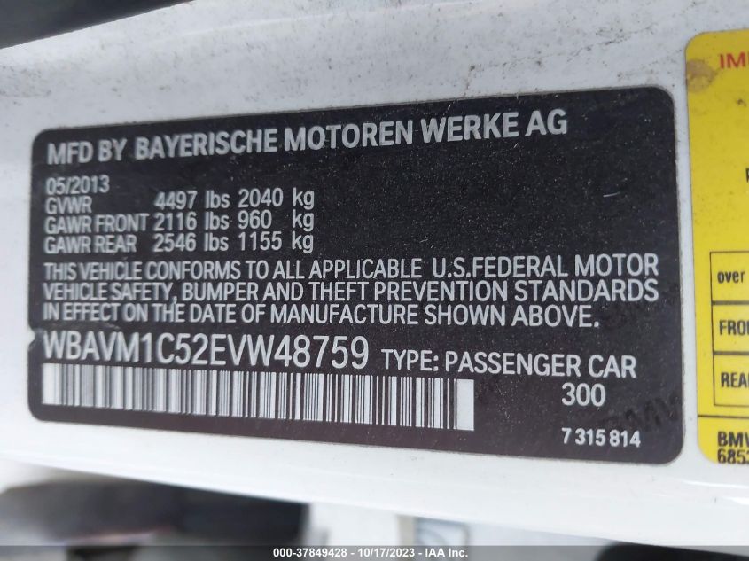 2014 BMW X1 SDRIVE28I - WBAVM1C52EVW48759