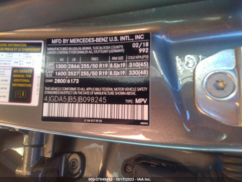 2018 MERCEDES-BENZ GLE 350 - 4JGDA5JB5JB098245