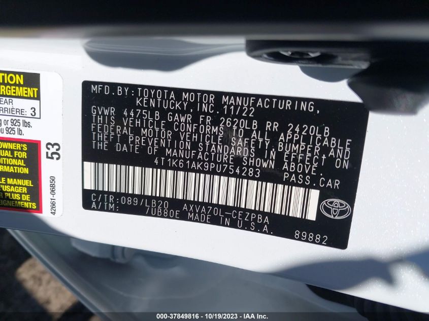 2023 TOYOTA CAMRY XSE - 4T1K61AK9PU754283