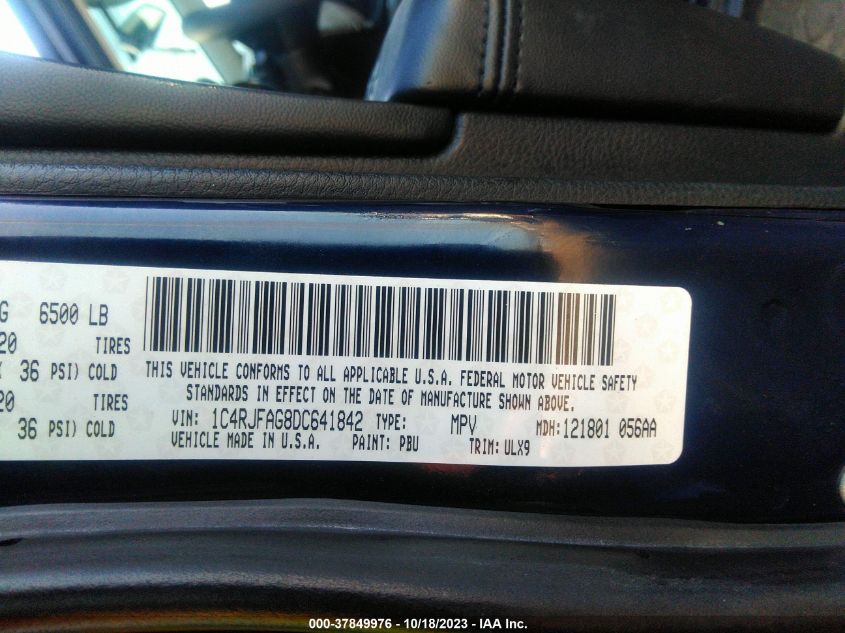 2013 JEEP GRAND CHEROKEE LAREDO - 1C4RJFAG8DC641842