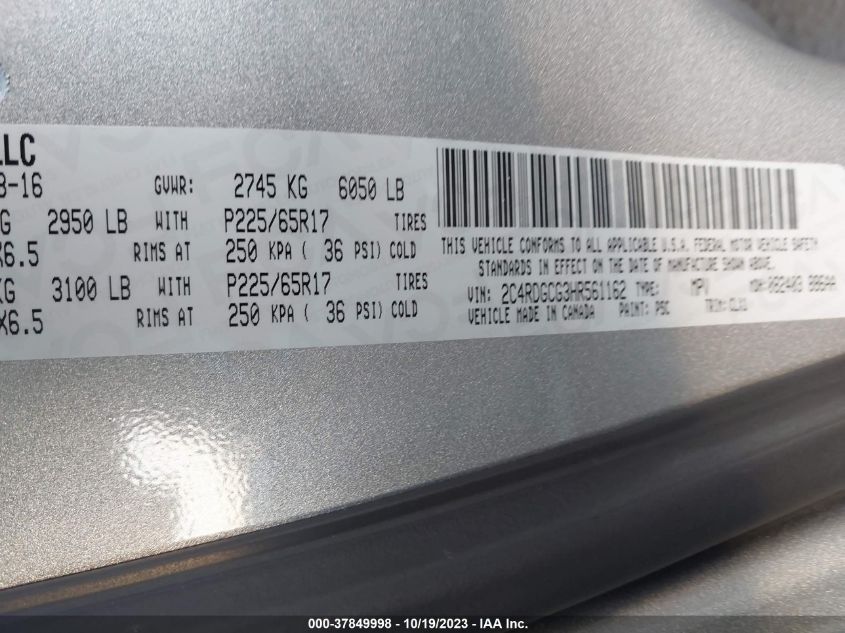 2017 DODGE GRAND CARAVAN SXT - 2C4RDGCG3HR561162