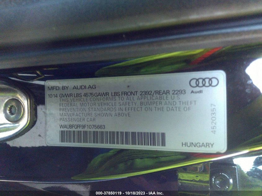 2015 AUDI S3/A3 2.0T PREMIUM WAUBFGFF9F1075663