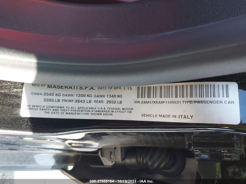 2015 MASERATI GHIBLI ZAM57XSA8F1149531