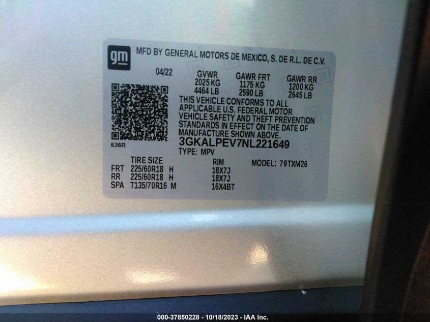 2022 GMC TERRAIN SLT - 3GKALPEV7NL221649