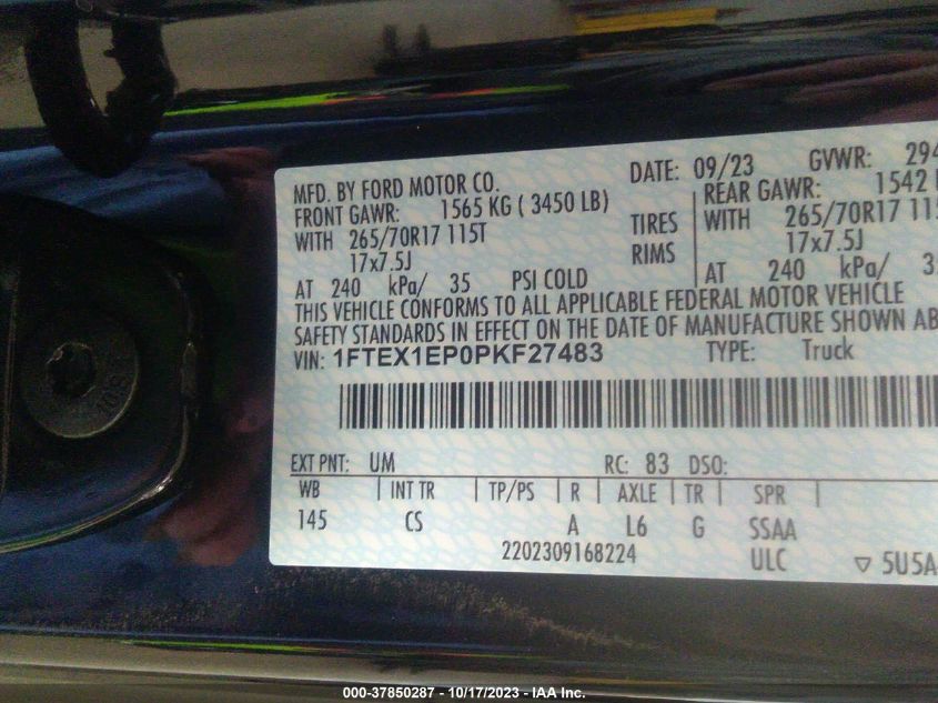 2023 FORD F-150 XL/XLT - 1FTEX1EP0PKF27483