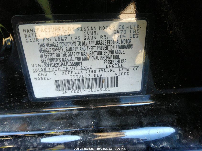 2018 NISSAN VERSA NOTE SV - 3N1CE2CP4JL365601
