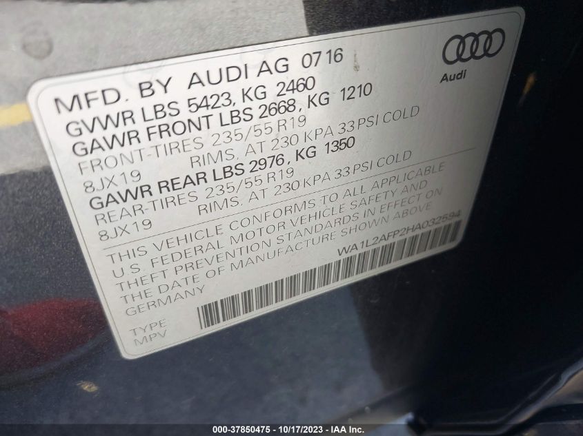 WA1L2AFP2HA032594 2017 AUDI Q5, photo no. 9