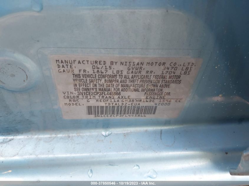 2015 NISSAN VERSA NOTE S/S PLUS/SV/SL/SR - 3N1CE2CP3FL445866