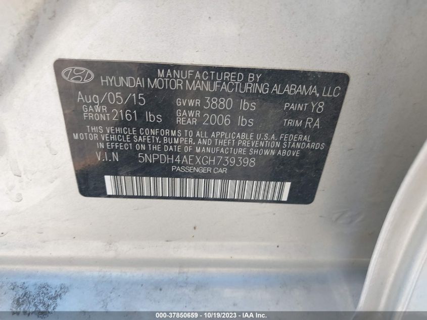 2016 HYUNDAI ELANTRA SE - 5NPDH4AEXGH739398