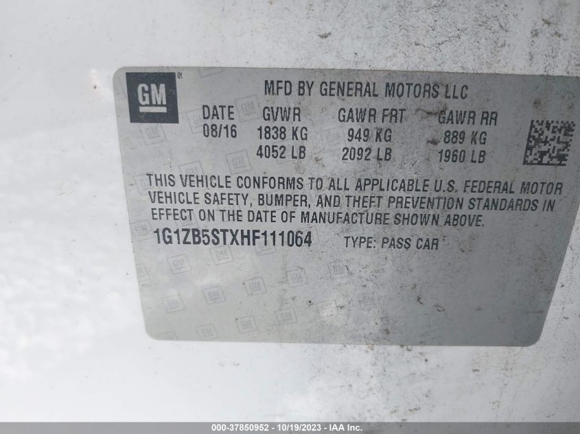 2017 CHEVROLET MALIBU LS - 1G1ZB5STXHF111064