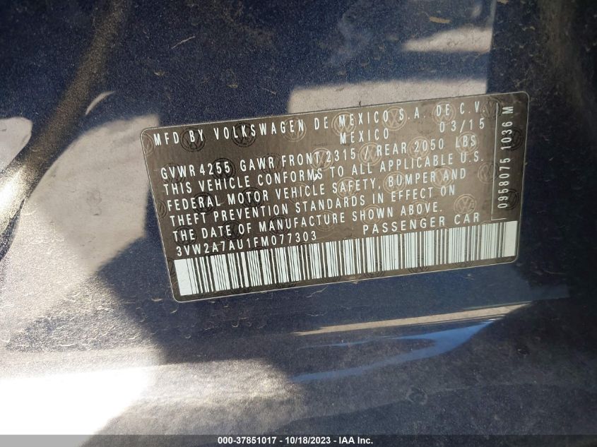 2015 VOLKSWAGEN GOLF TDI - 3VW2A7AU1FM077303