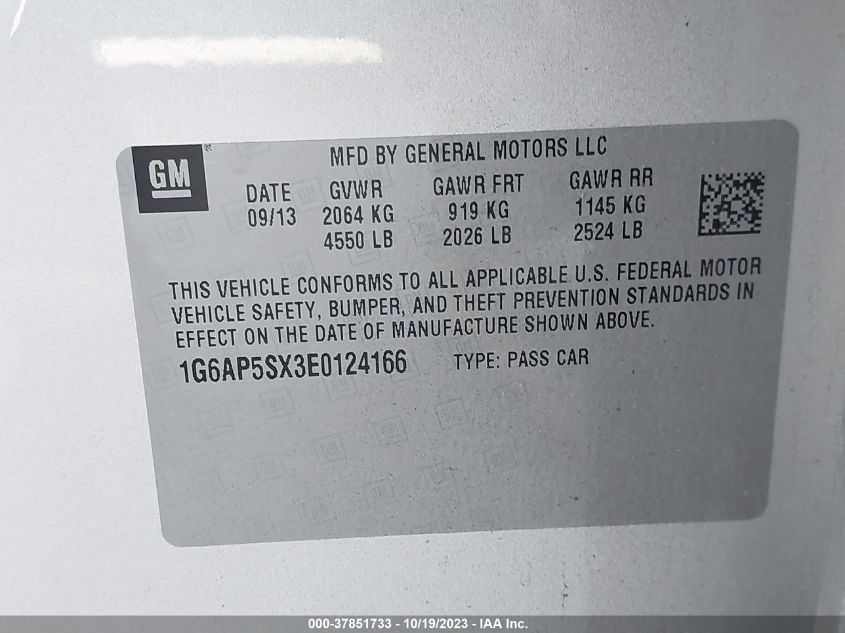 2014 CADILLAC CTS STANDARD - 1G6AP5SX3E0124166