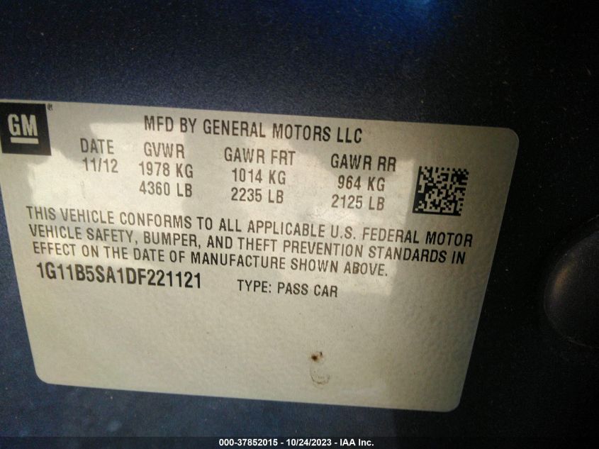 2013 CHEVROLET MALIBU LS - 1G11B5SA1DF221121