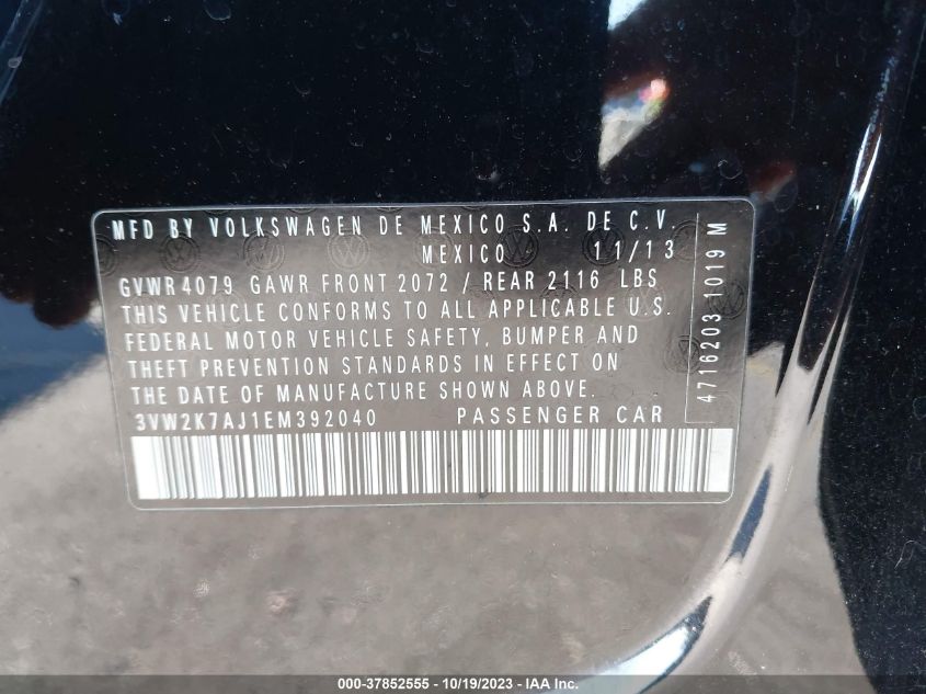 2014 VOLKSWAGEN JETTA SEDAN S 3VW2K7AJ1EM392040
