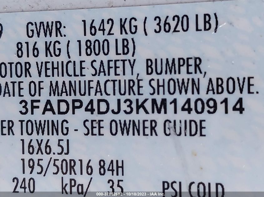 2019 FORD FIESTA ST - 3FADP4DJ3KM140914