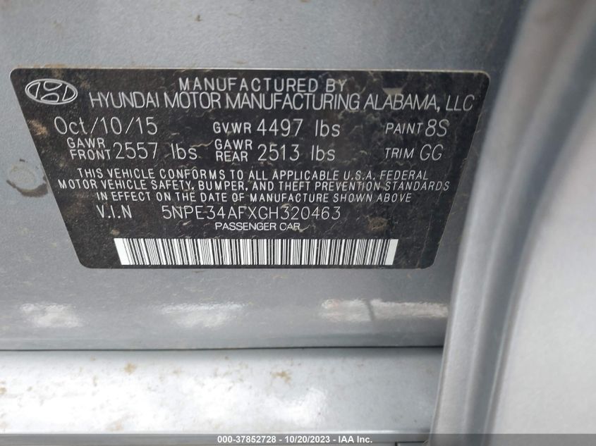 2016 HYUNDAI SONATA SPORT/LIMITED - 5NPE34AFXGH320463