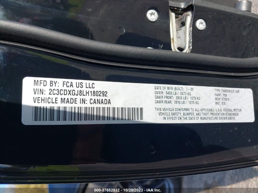 2020 DODGE CHARGER SCAT PACK - 2C3CDXGJ8LH180292