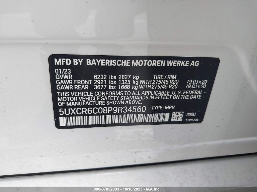 5UXCR6C08P9R34560 2023 BMW X5, photo no. 9