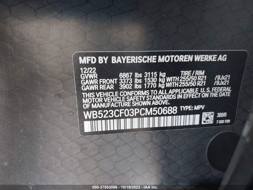 2023 BMW IX XDRIVE50 - WB523CF03PCM50688