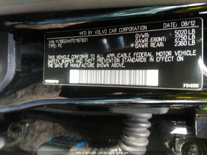 2013 VOLVO S80 T6 YV1902AH7D1167831