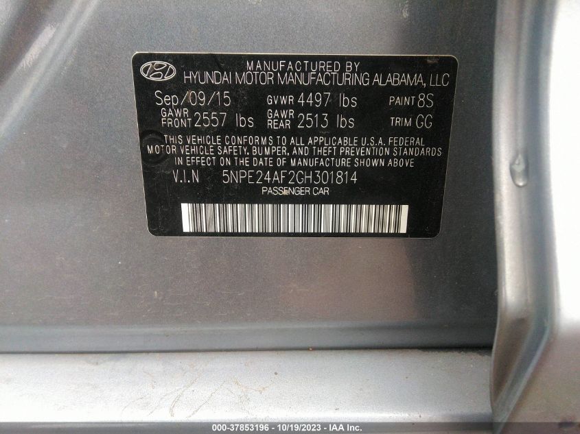 2016 HYUNDAI SONATA 2.4L SE - 5NPE24AF2GH301814