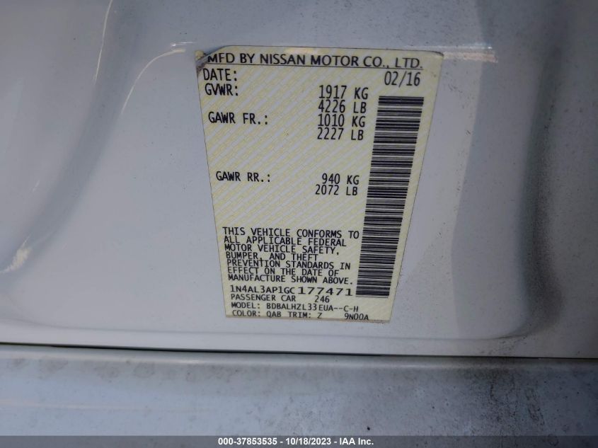 2016 NISSAN ALTIMA 2.5 SR - 1N4AL3AP1GC177471
