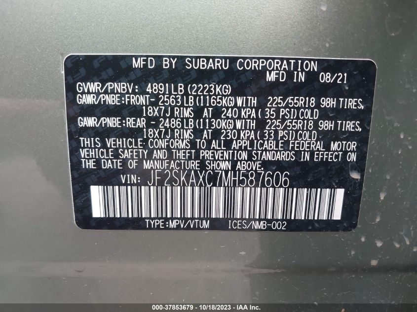 2021 SUBARU FORESTER TOURING - JF2SKAXC7MH587606