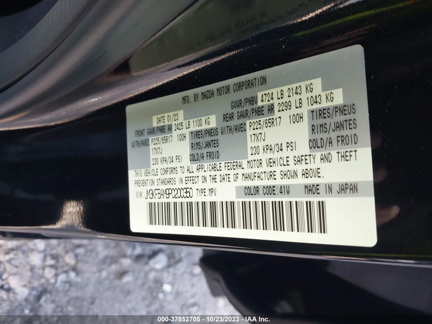 VIN JM3KFBAM9P0200350 2023 MAZDA CX-5