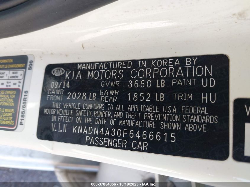 2015 KIA RIO EX - KNADN4A30F6466615