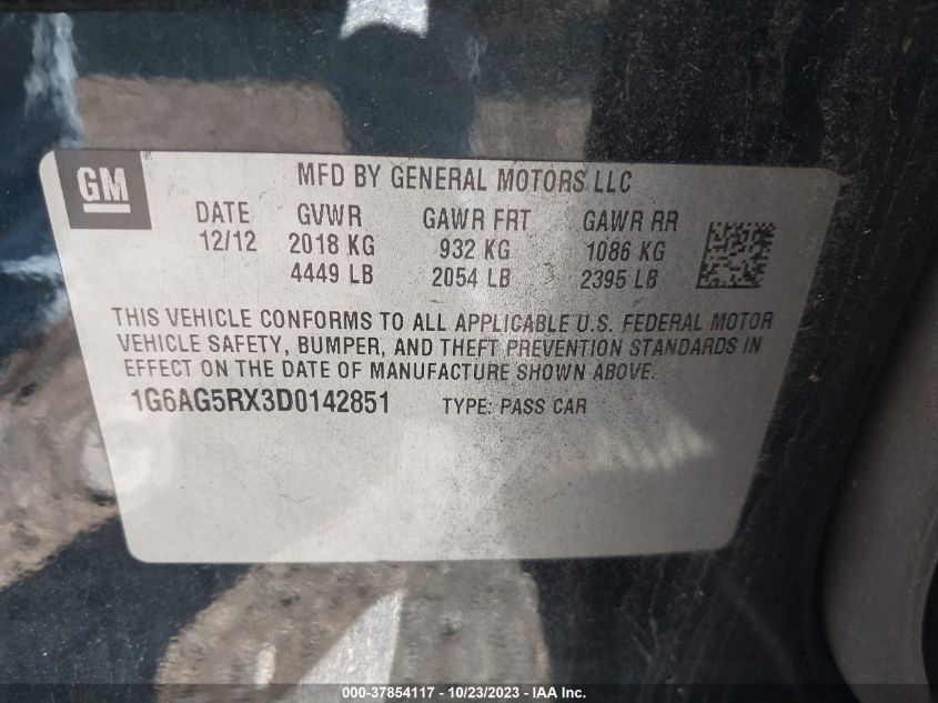 2013 CADILLAC ATS - 1G6AG5RX3D0142851