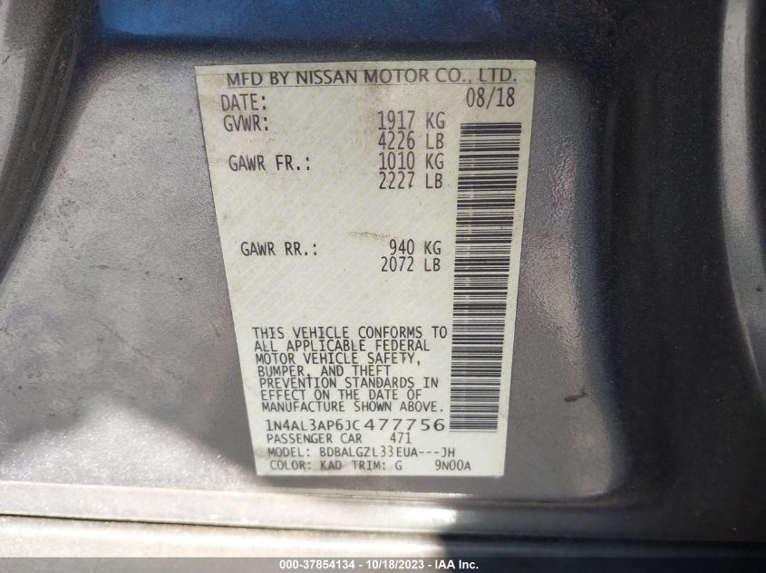 2018 NISSAN ALTIMA 2.5 S - 1N4AL3AP6JC477756