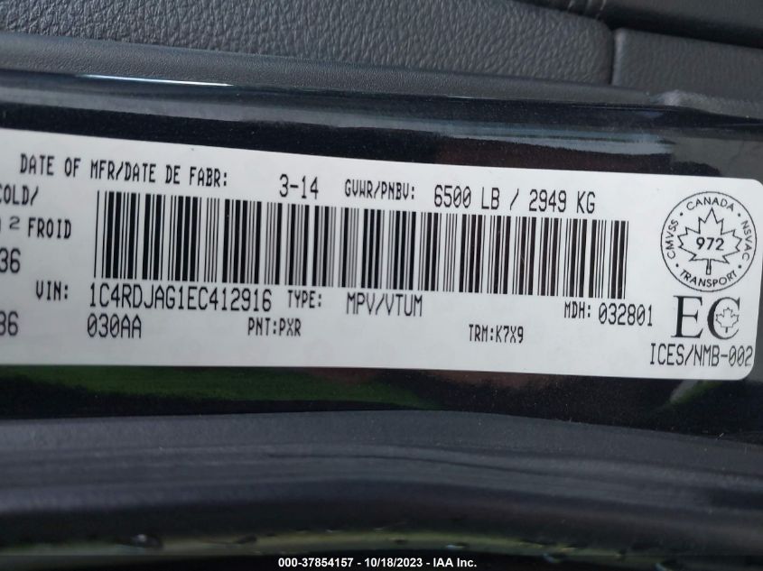 2014 DODGE DURANGO SXT - 1C4RDJAG1EC412916
