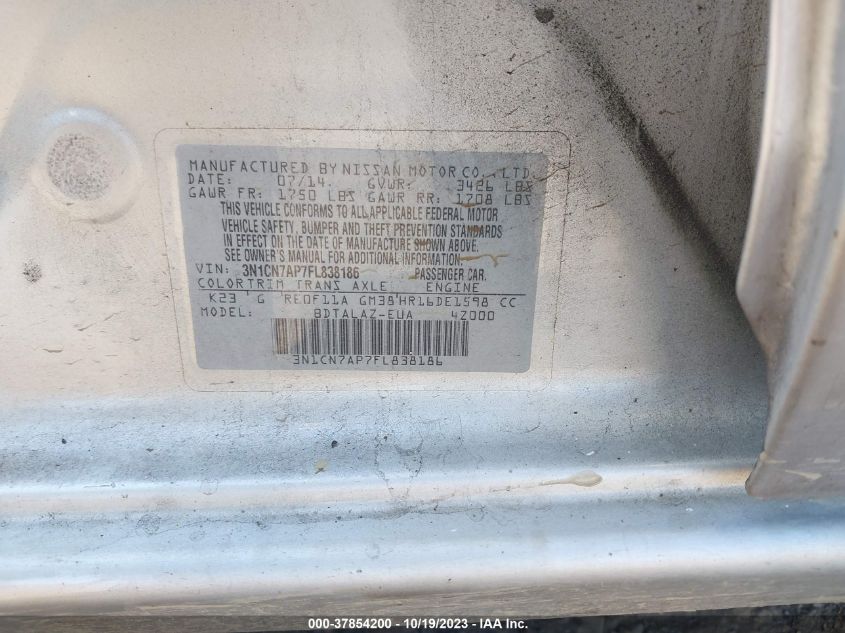 2015 NISSAN VERSA S/S PLUS/SV/SL - 3N1CN7AP7FL838186