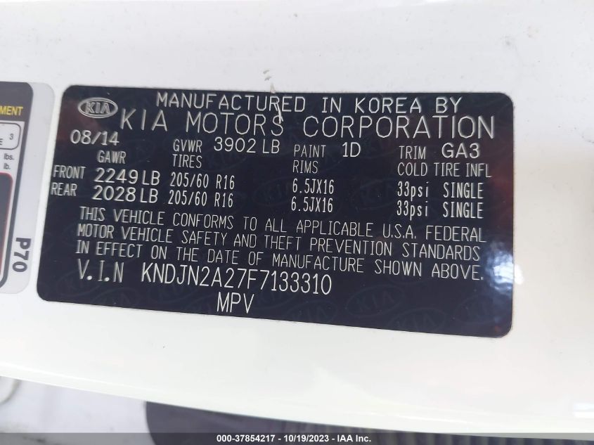 2015 KIA SOUL BASE - KNDJN2A27F7133310