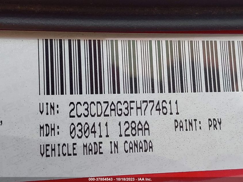 2015 DODGE CHALLENGER SXT - 2C3CDZAG3F8774611