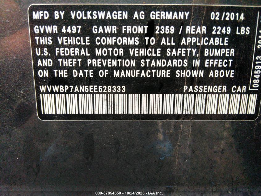 2014 VOLKSWAGEN CC SPORT - WVWBP7AN5EE529333