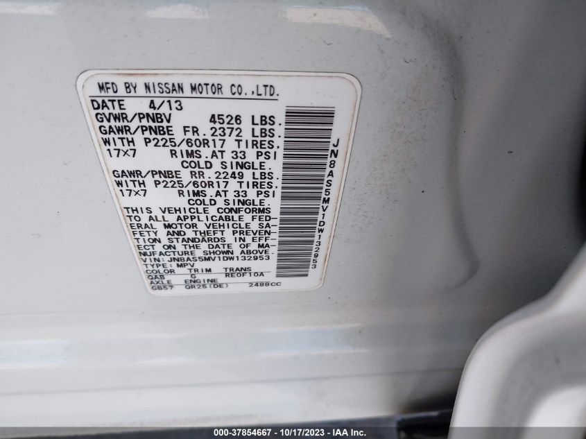 2013 NISSAN ROGUE SV - JN8AS5MV1DW132953