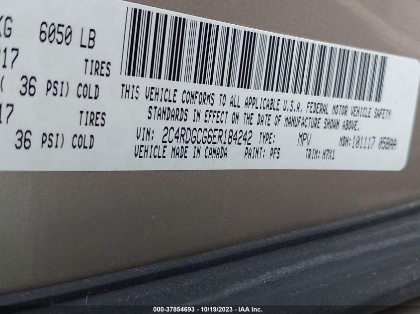 2014 DODGE GRAND CARAVAN SXT - 2C4RDGCG6ER184242