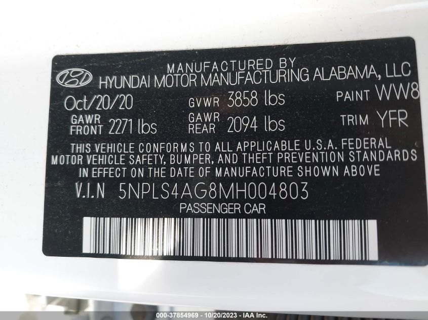 2021 HYUNDAI ELANTRA SEL - 5NPLS4AG8MH004803