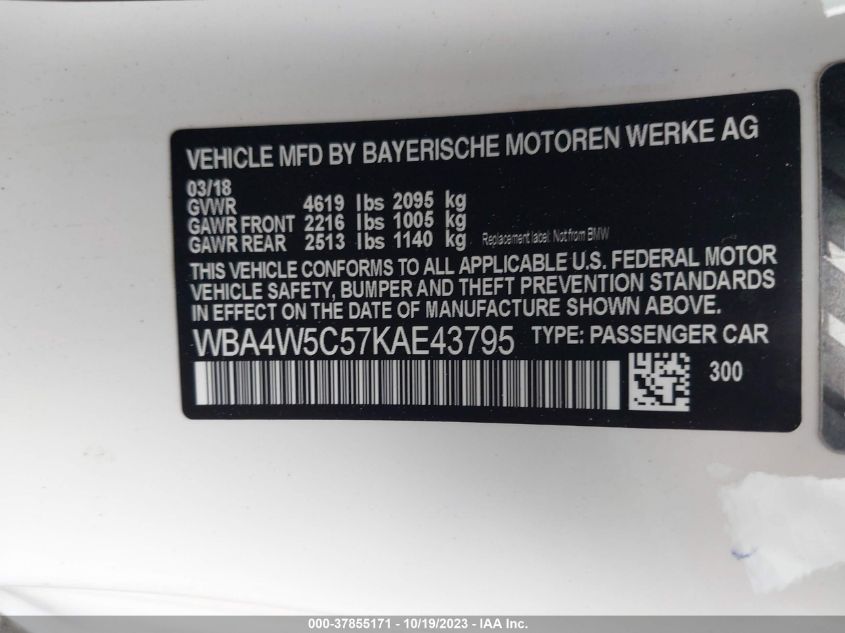 VIN WBA4W5C57KAE43795 2019 BMW 4 SERIES 430I XDRIVE